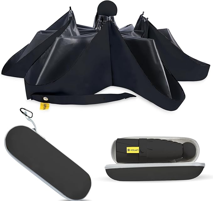 Compact Travel Umbrella - Mini Manual Umbrella for Purse, Windproof & UPF 50+ Sun & Rain Protection, Lightweight Portable Folding with Case for Women, Men，Kids