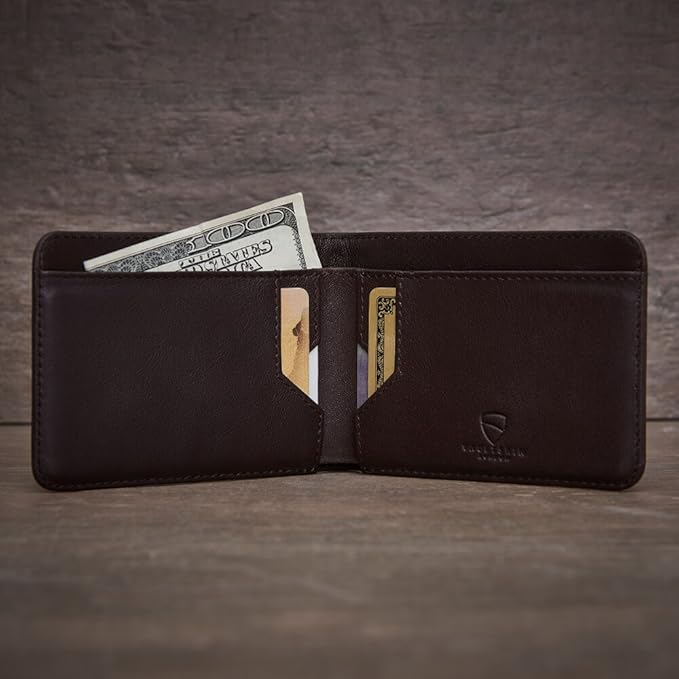 Vaultskin MANHATTAN Slim RFID Blocking Bifold Leather Wallet for Men - Minimalist Front Pocket Card Holder, Holds 9 Cards & Cash, Premium Italian Leather