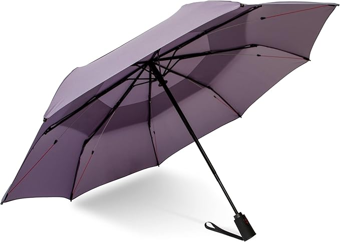 ShedRain Compact Folding Travel Umbrella – Push-Button Open & Close, Vented Double Canopy, Protects from Rain, Sun, & Wind