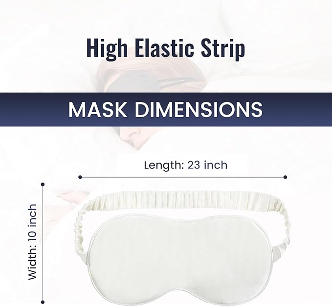 Pure SOL. Silk Sleep Mask - 100% Mulberry Silk Eye Mask - Eye Mask for Sleeping & Blindfold for Power nap During Travel (Ivory)