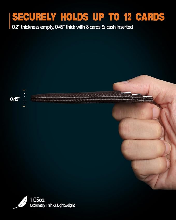 RUNBOX Slim ID Cases Minimalist Front Pocket RFID Blocking Leather Wallets for Men and Women Card Holder Wallets Gifts for men