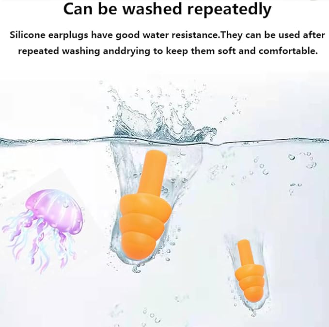 Reusable Ear Plugs, Earplugs for Sleeping Noise Cancelling – Super Soft, Silicone Ear Plug, for Sleeping 8 Pairs, Swimming, Snoring, Concerts, Work, Noisy Places