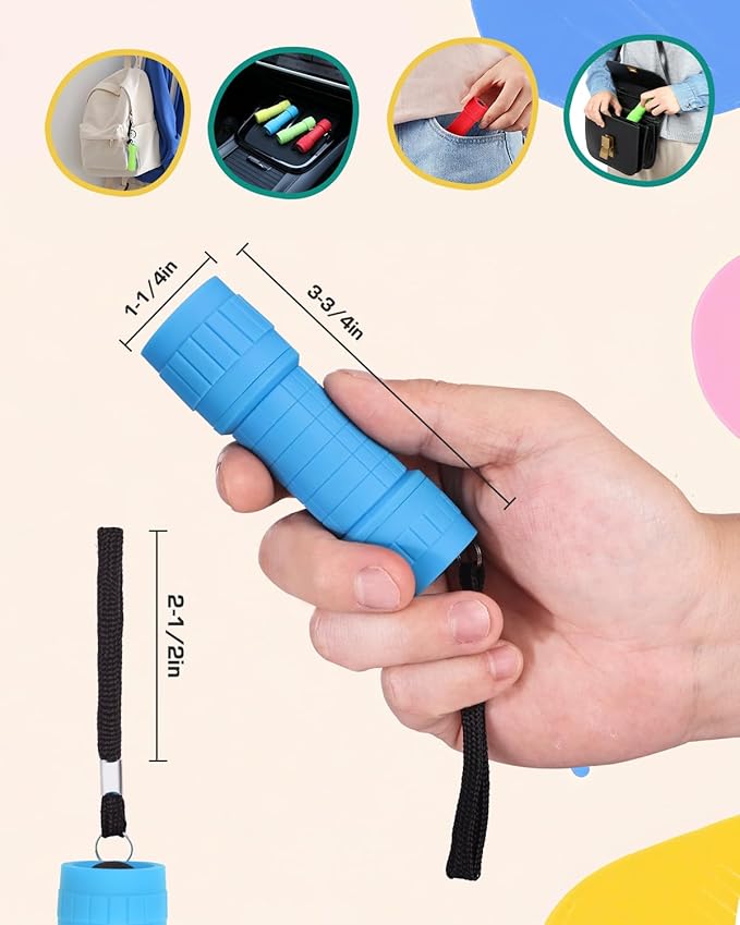 EverBrite 16-Pack Mini LED Flashlight Set - Assorted 4 Colors, 48 AAA Batteries Included, for Hurricane Supplies Party Favors, Kids Gift, Camping, Hiking etc