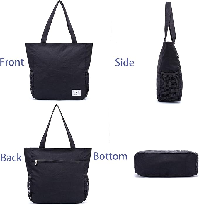 ETidy Large Capacity Foldable Tote Bag With Zipper Water-resistant SandproofWomen Beach Bag Handbag GymBag Travel ShoppingBag