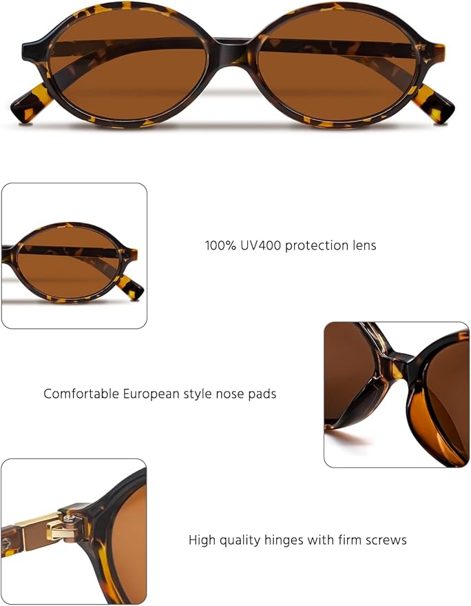Retro Oval Sunglasses for Women 90s Cute Designer Trendy