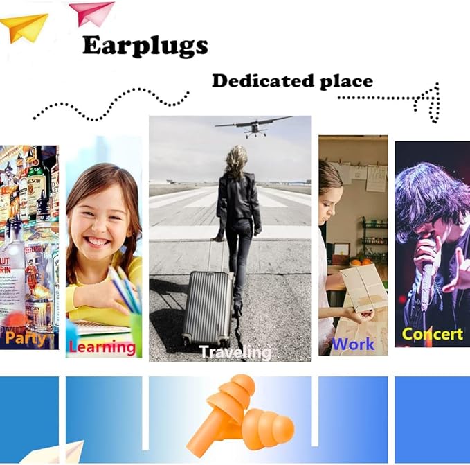 Earplugs for Sleeping Noise Cancelling, Reusable Ear Plugs– Super Soft, Silicone Ear Plug, for Sleeping 8 Pairs, Swimming, Snoring, Concerts, Work, Noisy Places (8 Colors)