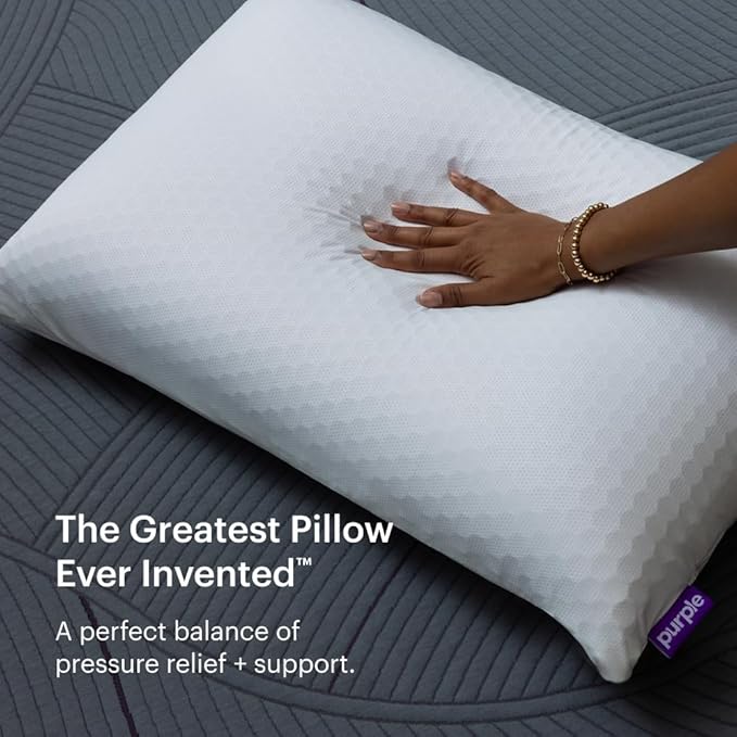 Purple Harmony Pillow - Standard - Medium, Greatest Pillow Ever Invented, 360º Hex Grid & Talalay Latex Core - No Pressure Support, Stays Cool, Luxurious Comfort