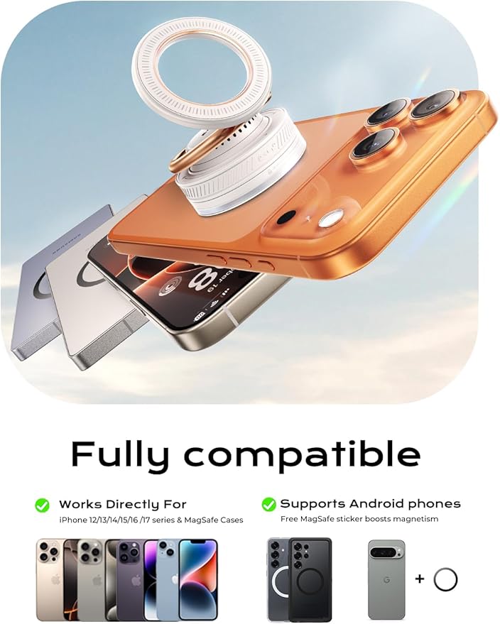 MAGIC JOHN Car Phone Holder for Magsafe [2-in-1 Fragrance Diffuser & Magnetic Phone Holder] 360° Adjustable Car Phone Mount, Phone Holders for Your Car for iPhone 17 Pro Max 16 15 14 13 12 Air Plus