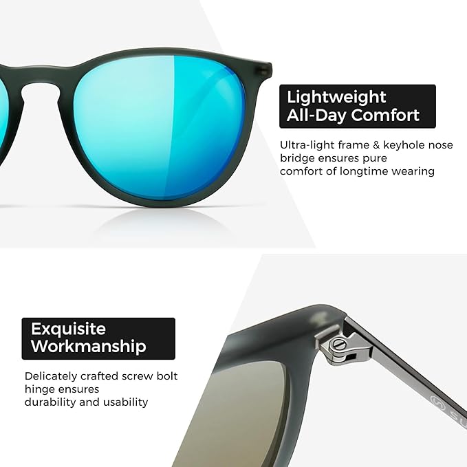 SUNGAIT Premium Vintage Round Sunglasses for Women Men Classic Retro Trendy Style