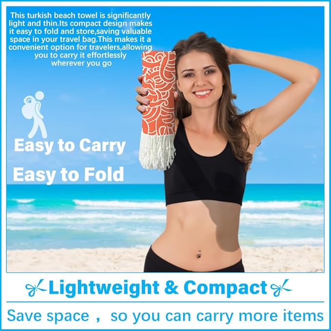 Thin Turkish Beach Towel Lightweight Soft Cotton Extra Large XL Oversized Sand Free Sandproof Absorbent Quick Dry Towels Cloud Bath Pool Travel Compact Essentials Accessories for Adult Gifts