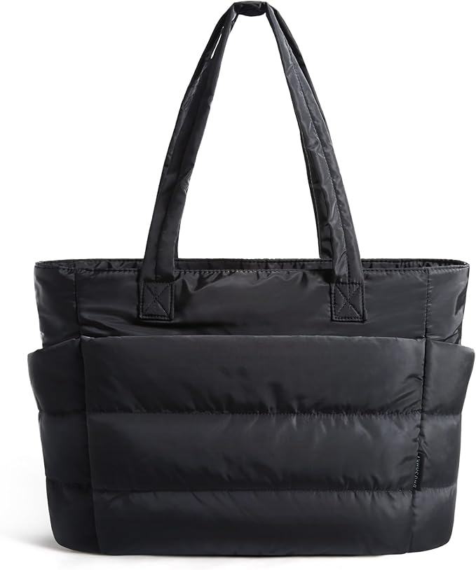 BAGSMART Tote Bag for Women, Lightweight Puffy Tote Bag with Compartments Shoulder Bag Handbag for Travel, Work, Gym