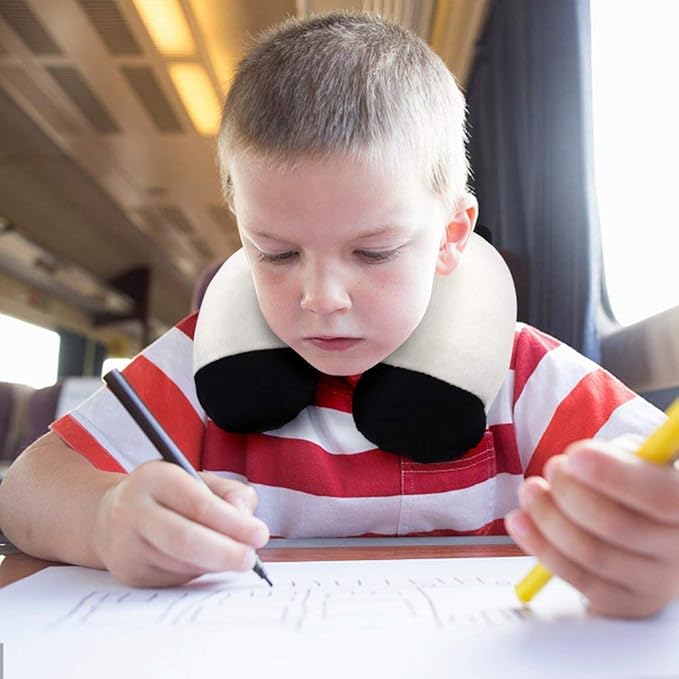 H HOMEWINS Travel Pillow for Kids,Toddler Neck Pillow Cute Animal Neck Head Chin Support Travel Accessories for Airplane, Car, Train,Recline