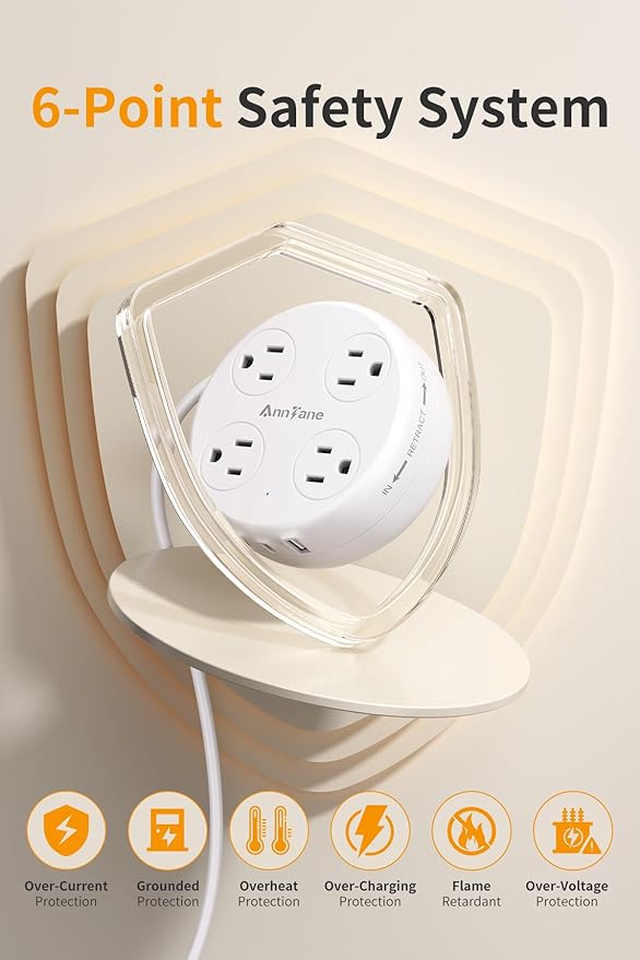 Italy Travel Adapter with USB C, US to Italy Plug Adapter with 4 Outlets 3 USB Ports, Type L Power Adapter for US to Chile Ethiopia Libya Syria Tunisia Uruguay (White)