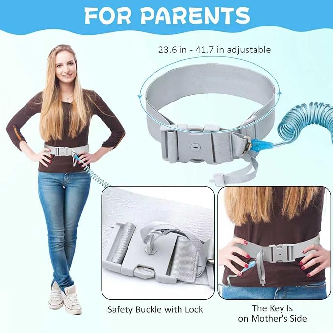 JXM Upgraded Child Waist Harness with Lock for Hands-Free Safety Walking, Adjustable Tether for Outdoor Travel