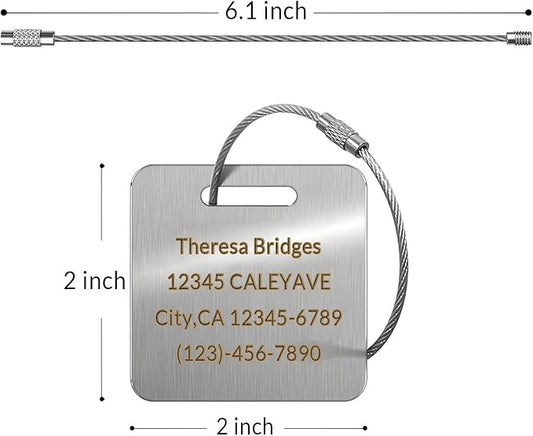 (5Pack Made in USA) Custom Personalized Luggage Tags-Customized Unique tag for Suitcase Backpack Travel,Bags (Black (2 × 2))