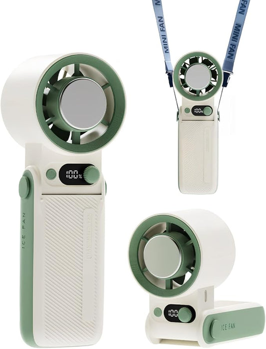Portable Handheld Cooling Fan Rechargeable 10000mAh, Foldable Powerful Winds Mini Turbo Fans, 199 Speed, Digital Display for Travel Camping Outdoor