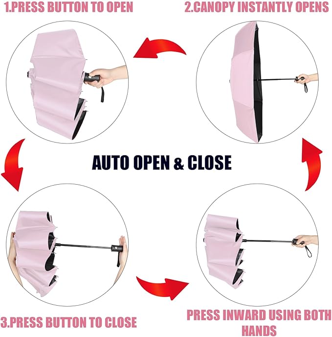 Jexine 6 Pcs Travel Compact Umbrella Automatic Open Close Windproof Small Light Backpack Purse Car Portable Collapsible Umbrella for Rain, Men Women