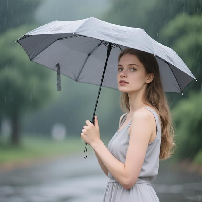 SIEPASA Windproof Travel Compact Umbrella-Automatic Umbrellas for Rain-Compact Folding Umbrella, Travel Umbrella Compact, Small Portable Windproof Umbrellas for Men and Women. (Grey)