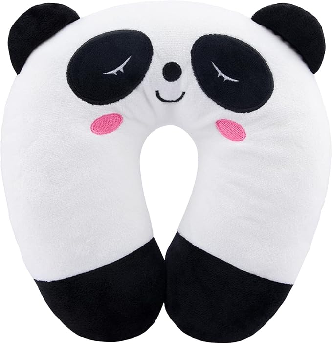 EKDJKK Travel Pillow for Kids, Cute Animal Neck Pillow Support U Shaped Cushion Plush Soft Rest Reading Pillow Sleeping Pillow for Airplane Train Car (Panda)