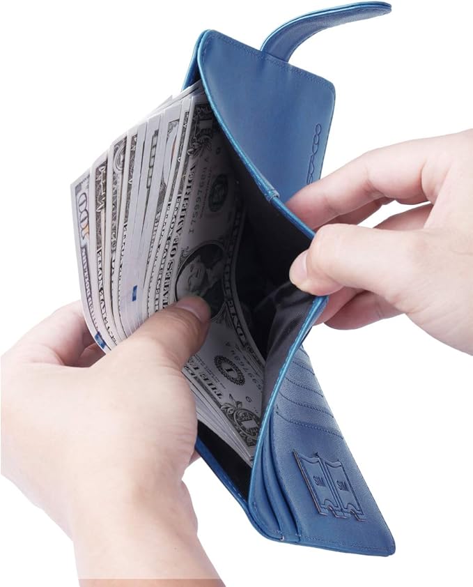 Passport Holder Cover Wallet RFID Blocking Leather Card Case Travel Accessories for Women Men (Blue)