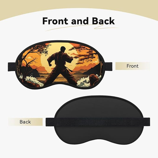 Karate Men Blackout Sleep Mask for Unisex, Soft Satin Eye Cover with Elastic Strap, for Travel, Nap, Yoga