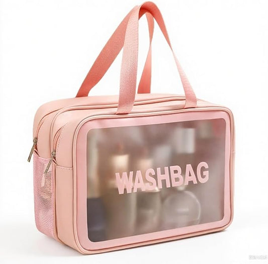Travel Toiletry Bag for Women and Men, Matte Translucent Toiletry Waterproof Toiletry Bag, Makeup Cosmetic Organizer Bag for Travel Toiletries Accessories Pink