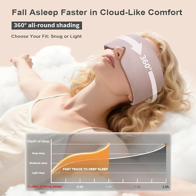 Sleep Mask for Women Blackout: Reversible Dual-Sided Eye Mask with Adjustable Band - Soft Cotton and Silky Cooling Blindfold for Travel Nap Meditation （Pink）