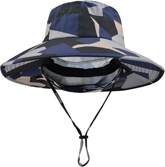 Sun Hats for Men Women Fishing Hat UPF 50+ Breathable Wide Brim Bucket Hats Summer UV Protection Safari Hat with Neck Flap