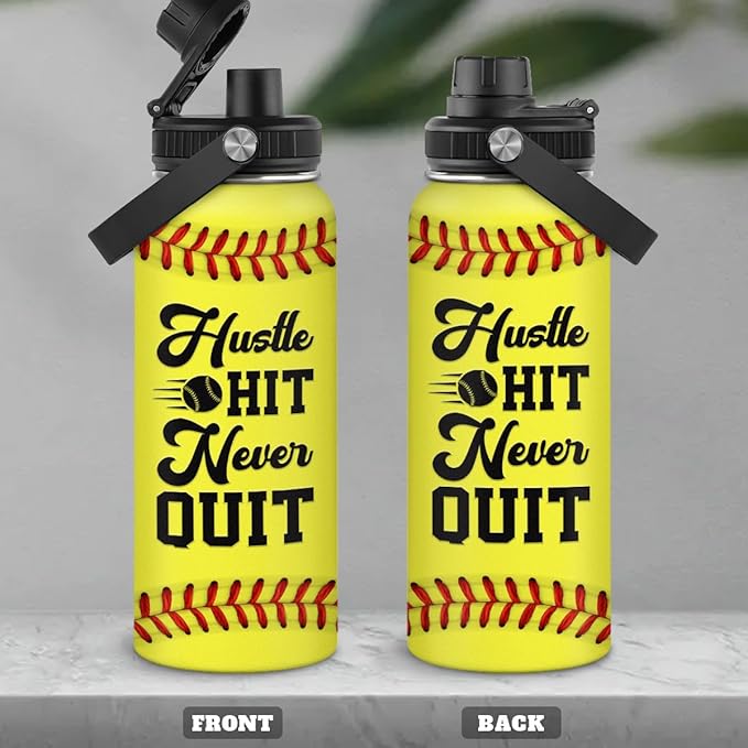Softball Water Bottle 32oz Stainless Steel Insulated Bottles for Men Women Sports Lovers Fan Players Coach - Softball Gifts for Birthday Christmas