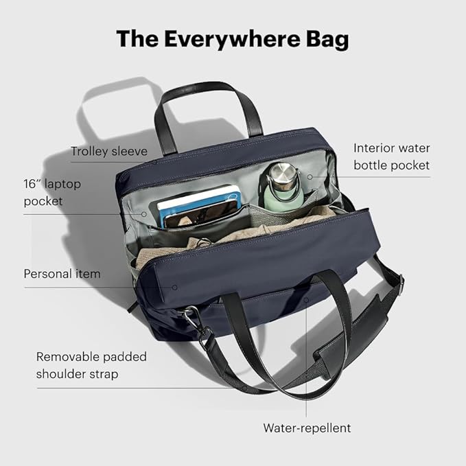 Away Everywhere Bag, Padded Laptop Sleeve, Water Resistant For Every Day Use, Removable Shoulder Strap, Daily Work Bag, Travel Essential Approved Personal Item, Navy Blue