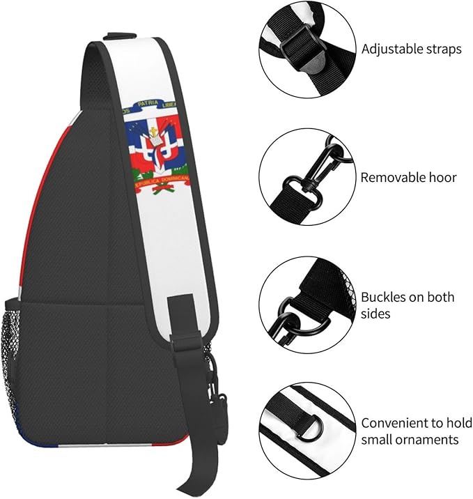 Dominican Flag Sling Bag Multipurpose Crossbody Sling Backpack Travel Cycling Hiking Shoulder Bag For Women Men
