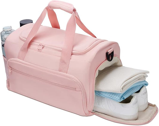 Gym Bag for Men Women, Small Fitness Workout Sports Bag with Wet Pocket & Shoes Compartment, Water Resistant Overnight Weekender Duffel Bag