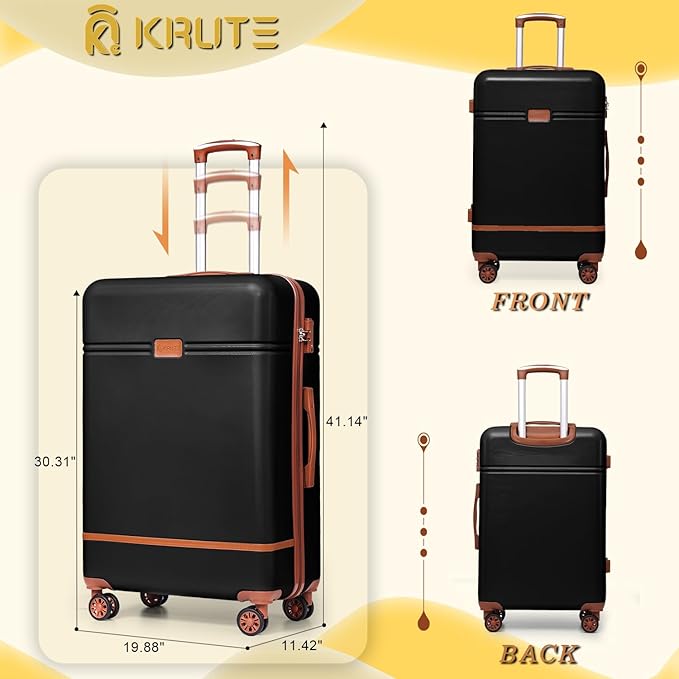 Krute Large Luggage 28 inch Suitcase with TSA Lock PC+ABS Hard Shell Checked Luggages with Spinner Wheels Hard Side Suitcases