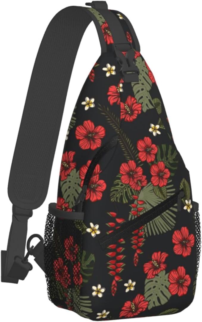 Hawaii Tropical Palm Sling Backpack Crossbody Bag Casual Chest Bags Travel Hiking Daypack Shoulder Bag for Women Men