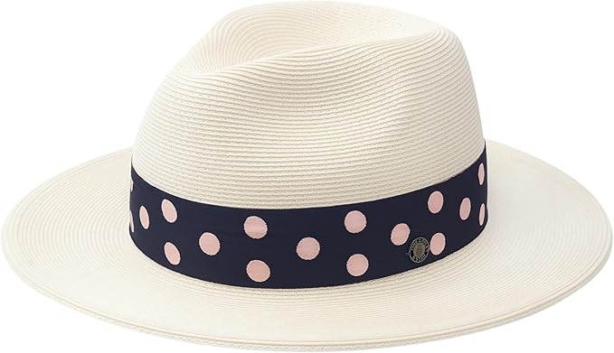 Pineapple&Star Sun Straw Fedora Beach Hat Fine Braid UPF50+ for Women