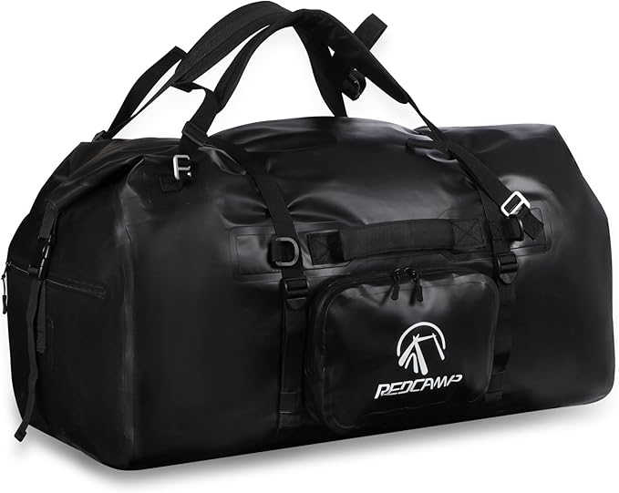 REDCAMP 80L Large Waterproof Duffel Bag, Rolltop Dry Backpack Duffle Bags with Quick-fixed Straps for Camping Motorcycle Boating Rafting Kayaking Paddle boarding, Black