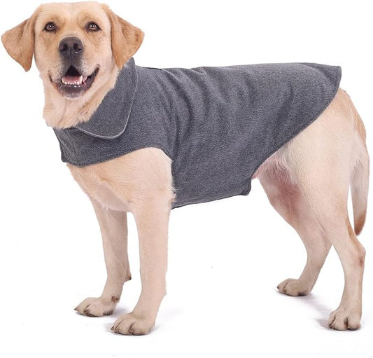 Bonawen Fleece Dog Coat Reflective Cold Weather Dog Jacket Apparel for Extra Large to Small Pets(Grey,3XL)