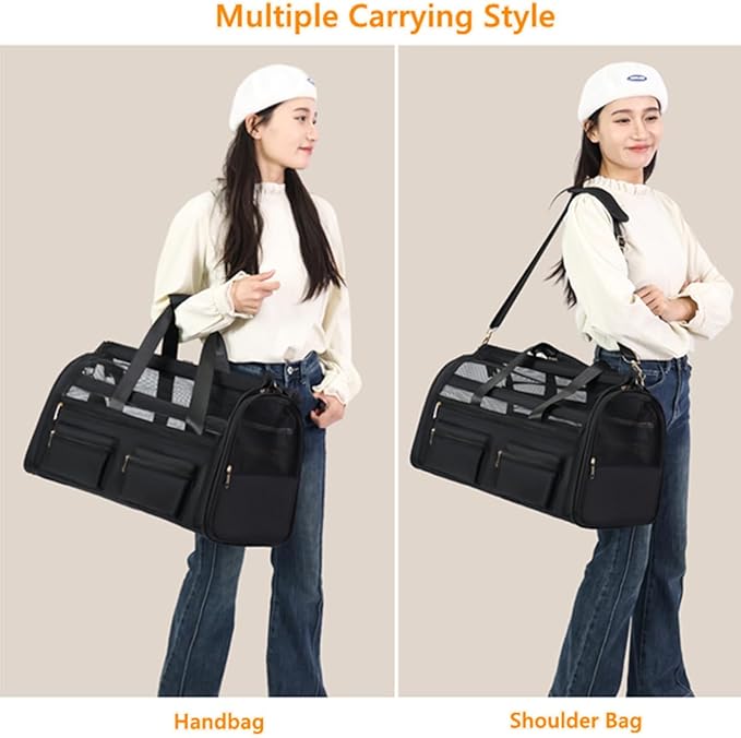 Cat Carrier, Small Dog Carrier for Small Medium Pets Up to 15 Lbs，Pet Carrier Airline Approved,Soft-Sided Puppy Travel Bag with Safety Zippers,Chihuahua Carry Case, Kitty Cloth Cage