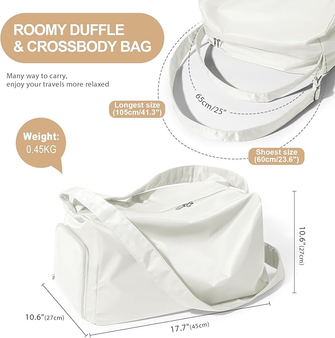 Large Gym Bag with Shoe Compartment, Workout Sport Duffle Bag for Women Travel, Waterproof Shoulder Overnight Bags Lightweight Carry on Tote Bags for Swim, Yoga, Dance