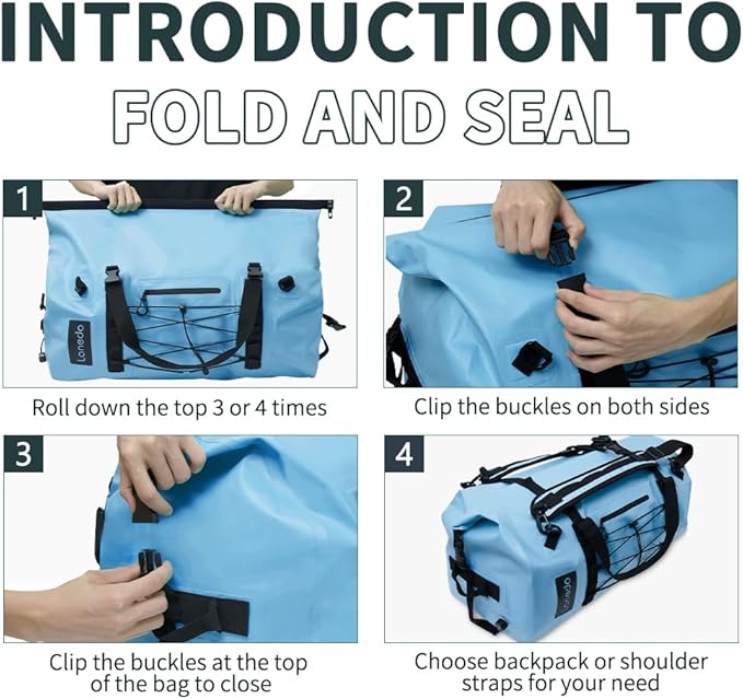 80L Dry Bag Large Waterproof Bag Roll-Top Heavy Duty Fishing Duffel Bag with Durable Straps & Handles for Kayaking Paddle boarding Boating Rafting Fishing