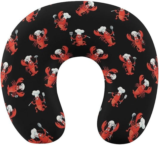 Office Nap Pillow U-Shaped Memory Foam Neck Support, Crawfish Chef U-Shape, Portable Travel Car Home Rest