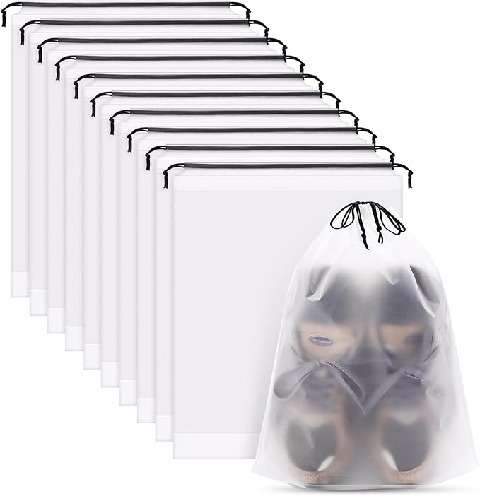 10 Pack Shoe Bags for Travel,11.8in X 15.7in，Protable shoe bags for storage with rope,large drawstring bags，Shoes Storage Organizers Pouch with Rope for Men and Women