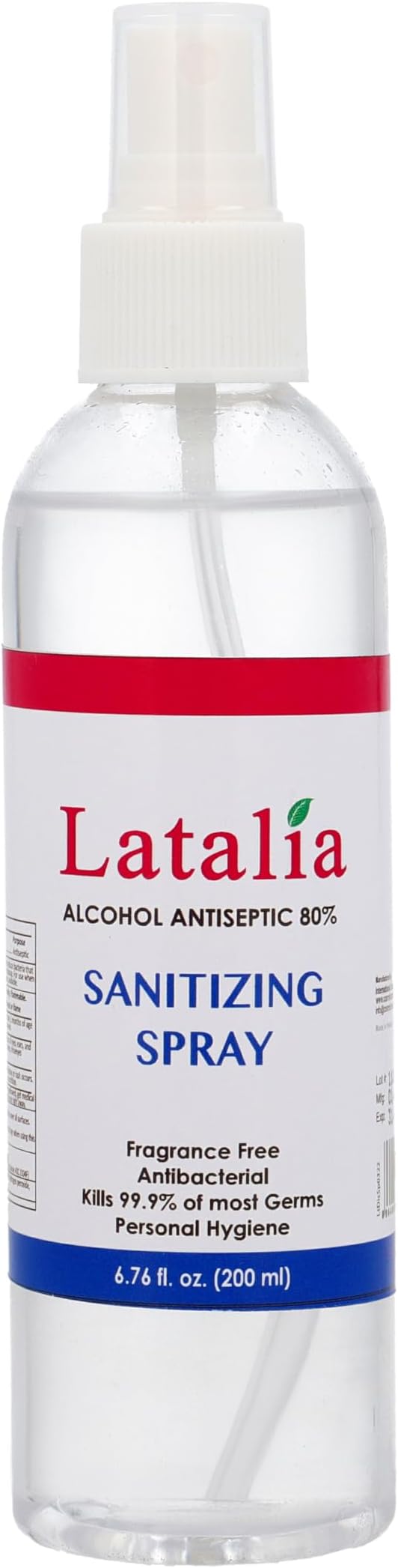 Latalia Unscented Hand Sanitizer Spray Refill Pack of 12 | 6.67 Fl oz with 80% Alcohol Bulk Hand Sanitizer Travel Size | Hand Sanitizing Spray For Quick Dry Hand