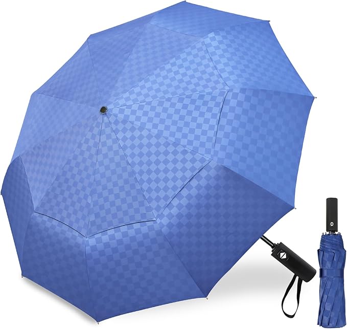 Satol 46/54/62 Inch Large Golf Umbrella, Windproof 10 Ribs Automatic Open/Close Oversize Double Canopy Vented Portable Folding Travel Umbrellas, UPF 50+ Sun & Rain Compact Umbrellas for Outdoor