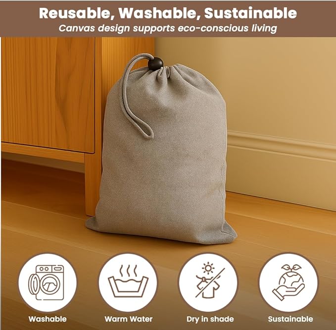 LFH Cotton Rich Shoe Storage Bags with Drawstring, Dustproof Breathable Reusable Organizer, Perfect For Travel, Dorm, Hotel, College, Gym, Easy to Carry, Machine Washable 12"x17" (Pack of 6) - Grey