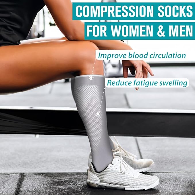 BLUEENJOY Copper Compression Socks for Women & Men (6 pairs) - Best Support for Nurses, Running, Hiking, Recovery