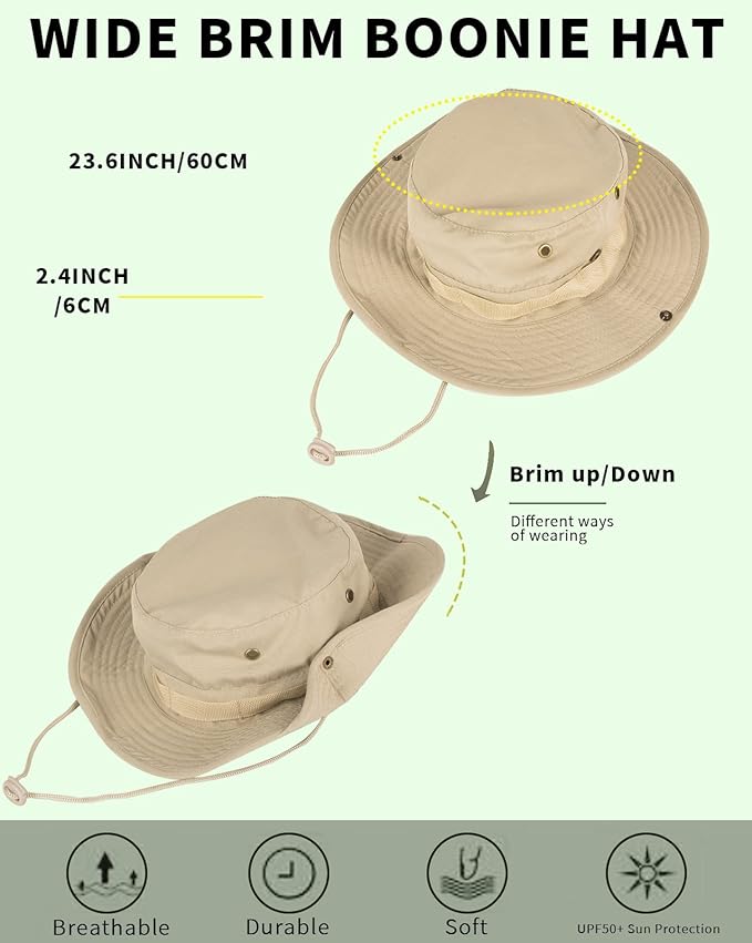 Sun Hats for Men Women Bucket Hat UPF 50+ Boonie Hat Foldable UV Protection Hiking Beach Fishing Summer Safari