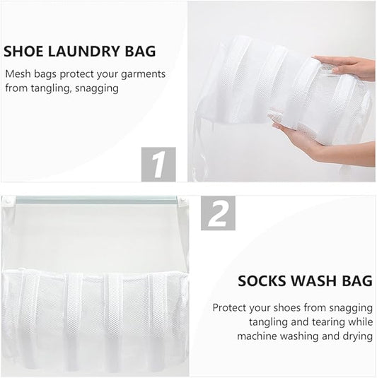Garneck Shoe Laundry Bag Zippered Mesh Wash Bag for Shoes for Washing Machine Sneakers 3pcs Set Suitable for Machine Washing and Travel