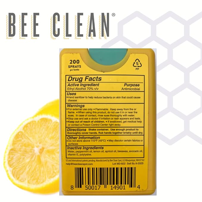 Organic Beeswax Hand Sanitizer Spray - 12-Pack (6 Lavender + 6 Citrus Peppermint), Travel Size Mist Spray with Organic Ethyl Alcohol, Moisturizing with Essential Oils, Non-Toxic, Made in USA