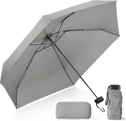 LEAGERA Compact Travel Umbrella with Case - Mini Umbrella for Purse, Small Lightweight &Tiny Design Perfect for Parasol Outdoor Sun&Rain Umbrellas